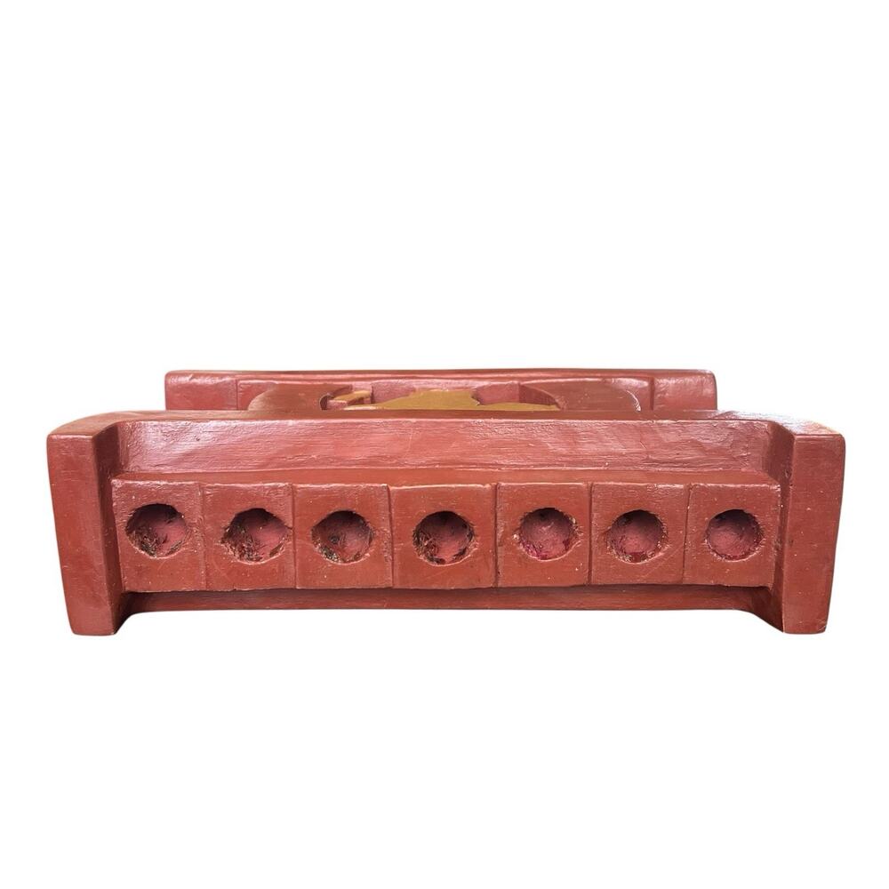Kwanzaa Kinara Solid Wood Handmade Handcrafted in Ghana Brown Africa US Carving - Picture 7 of 8